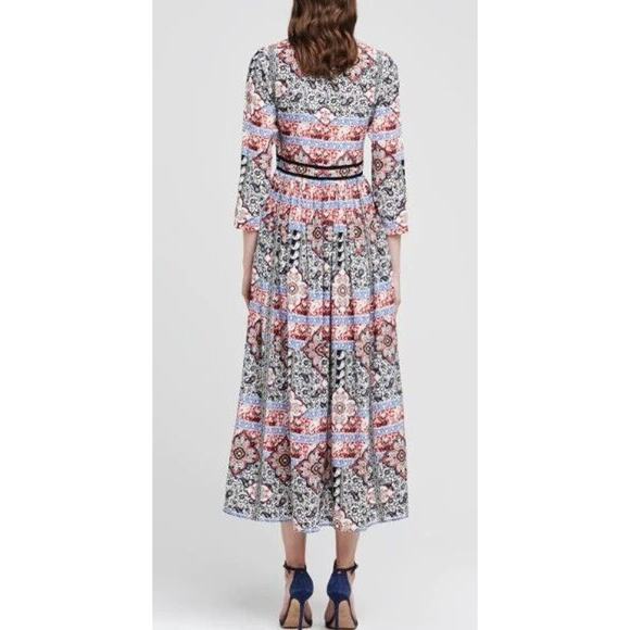 L'AGENCE Rosalia Silk V-neck Maxi Dress Size 8 Floral 1B403 - Picture 3 of 12